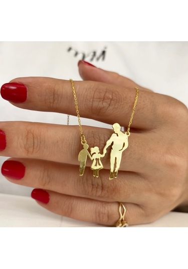 Simurg Jewellery Gümüş Baba Kız Erkek Çocuk Kolye