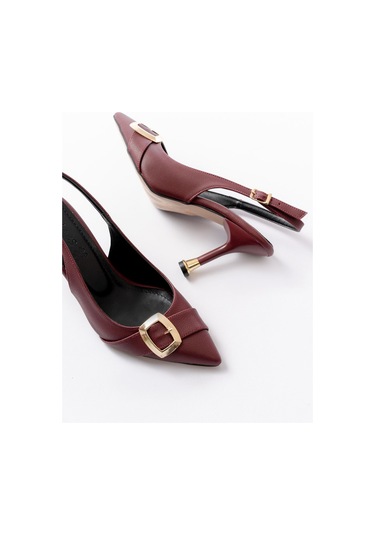 İnf-1151 Bordo Günlük Arkası Açık Topuklu Bayan Ayakkabı Renksiz