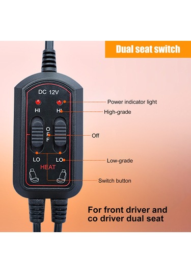 Yaozixa Sıcaklık Ayarlı 12v Elektrikli Otomobil Yastığı - Siyah İki Koltuklu, Hızlı Isıtma, Ev/ofis Uyumlu