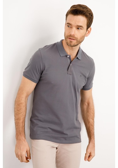 Igs Modernfit Dar Kalıp Erkek Polo Yaka Tişört Koyu Gri