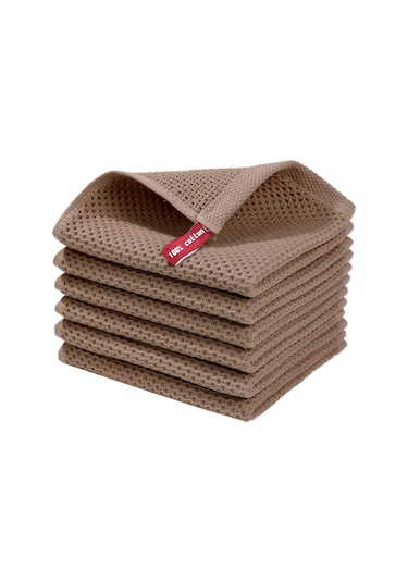 Jeemson Mavi Honeycomb Desenli 6'lı Tam Pamuk Mutfak Temizlik Bezi - 34x34 Cm, Dayanıklı, Kolay Kullanım, Ev Temizliği İçin Uygun