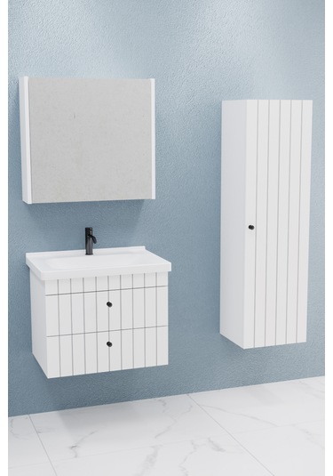 Petit 65 Cm Banyo Dolabı Bgn Aynalı Beyaz - Boy Dolap Dahil Beyaz