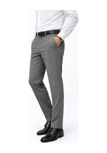 Classics Men Caserta Regular Fit Likralı Erkek Kumaş Pantolon - 7558 gri