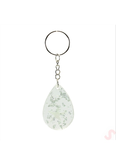 Epoksi Yıldızlı Anahtarlık, Gümüş - 1 Adet Gümüş