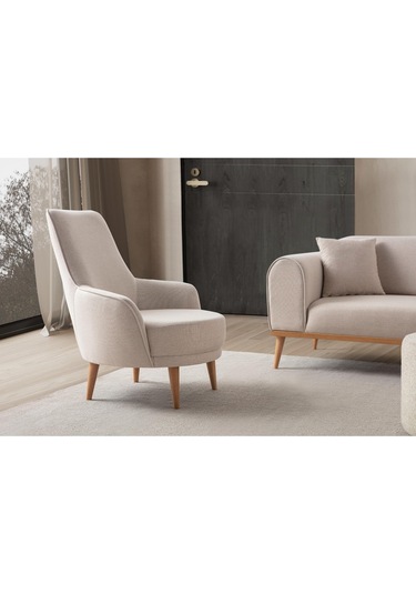 Rebull Keten Berjer Sütlü Kahve Tekli Koltuk Sütlü Kahve