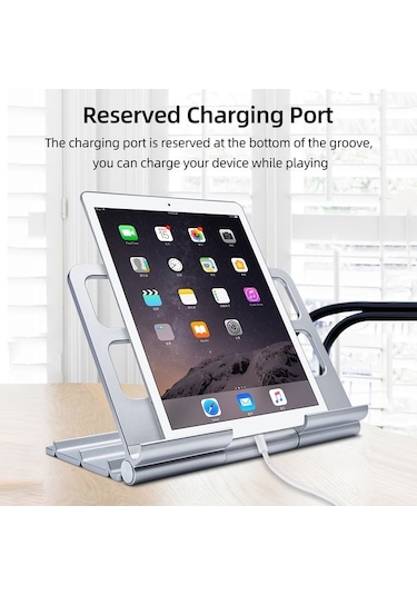 Pazly Bilgisayar Standı Katlanabilir, Gümüş/siyah, 20,5x15x3,1 Cm, Tablet Ve Cep Telefonu Standı