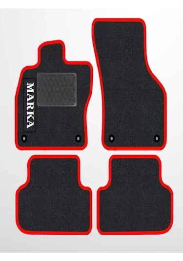 Kia Rio 2011-2017 -3 Siyah Halı Kırmızı Kenar Petek Topuk