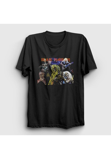 Presmono Unisex Band Iron Maiden T-shirt Siyah