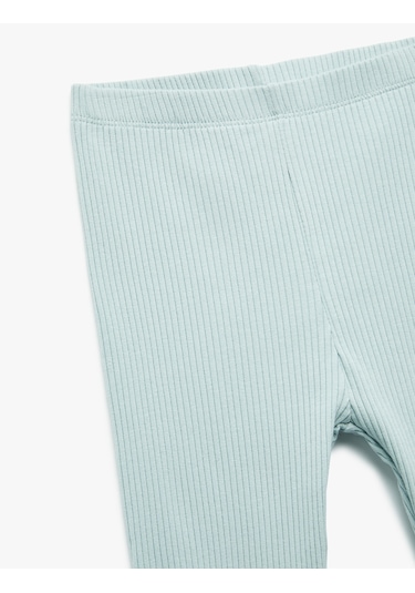 Koton Pamuklu Beli Lastikli Ribanalı Basic Uzun Tayt Mavi 6wmg40016ak Mavi