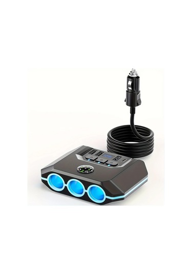 Boatshop1 7si 1 Arada Premium Araç Şarj Adaptörü Siyah 120w Hızlı Şarj 3 Priz 4 Usb Qc3.0 12 24v