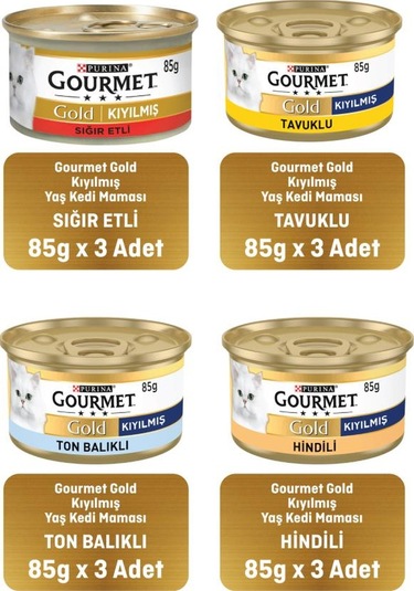 Gourmet Gold Karışık Kedi Konserve Maması 12 x 85 G