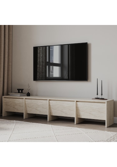 Laris 180 cm Tv Ünitesi – 4 Kapaklı, Traverten Desenli