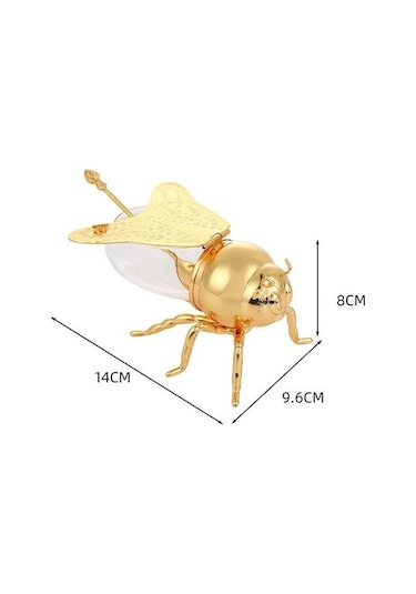 Pazly Altın Kaplı Gümüş Lüks Arı Bal Kavanozu - Şeffaf Cam Kavanoz - Mutfak Dekorasyonu İçin Bal, Baharat Saklama Kavanozu - Bal Kaşığı İle Gümüş