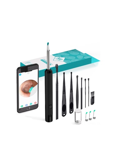Maiyame Kablosuz Wıfı Kulak Kamerası İle Kulak Kehribar Temizleme Aleti - Siyah 8 Parça Set, Usb Şarjlı, Uhd Görüntü