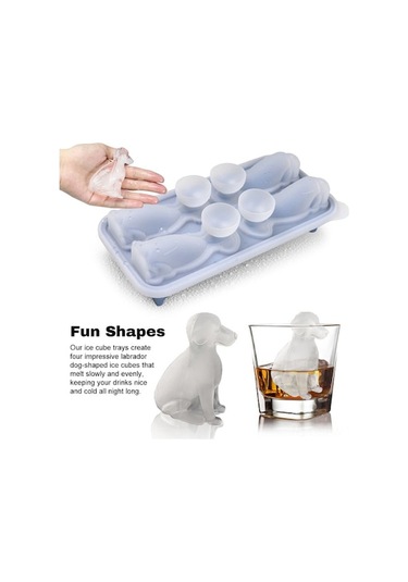 Besthome1 4'lü 3d Labrador Köpek Buz Kalıbı, Gri Ve Çok Renkli Çok Renkli