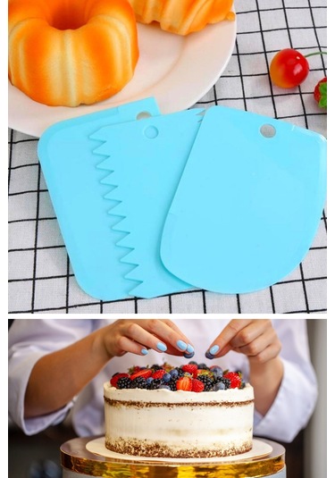 Pasta Hamur Şekillendirici Spatula Kesici Kazıyıcı Dekoratör Set Çok Renkli