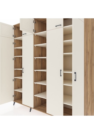 Kronos Dolap 18 Raflı 9 Kapaklı 220x59x243 Çam-aytaşı/aytaşı Aytası/aytası