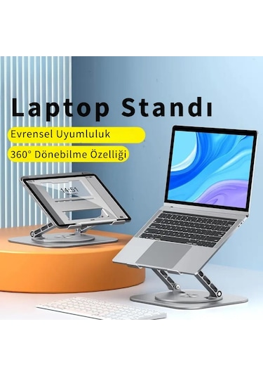 Polham 360 Derece Dönebilen Yükseklik, Açı Ayarlı Notebook, Tablet Standı, Kaydırmaz, Katlanabilir Stand