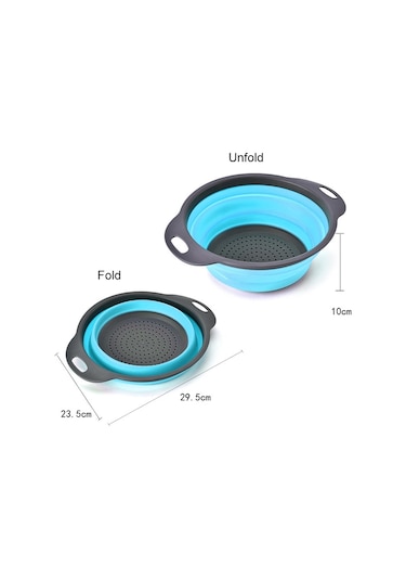 Cbtx Yaratıcı Katlanır Sebze Meyve Depolama Sepeti Organizatör Drenaj Sepeti, L, Boyut: 29.5 23.5 10cm Mavi