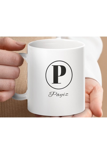 Payiz İsimli Kupa Bardak, Harfli Bardak, Hediye Kupa Bardak, Kahve Kupa Bardak Beyaz