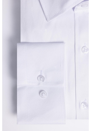 Tudors Büyük Beden Pamuklu Kolay Ütü Düz Beyaz Erkek Gömlek-27973-beyaz Beyaz