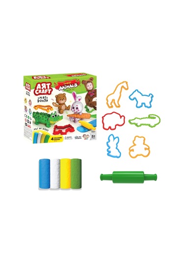 Eğlenceli Hayvanlar Oyun Hamur Seti 200 Gr. - Oyun Hamuru Seti - Hamur Setleri - Hamur Kalıpları Renkli
