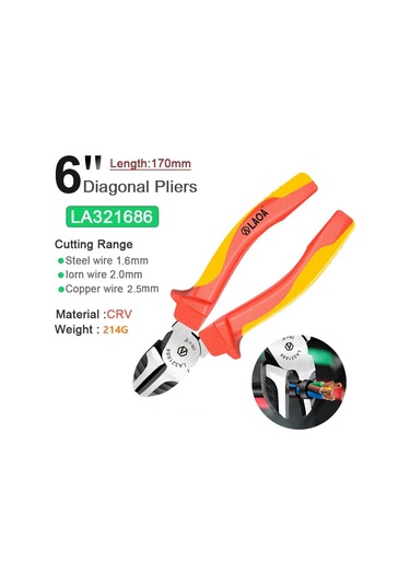 Laoa Vde Tel Kesiciler 6 ''7'' 8'' Yalıtımlı Kombinasyon Çapraz Iğne Kargaburun 6inch Diagonal Plier