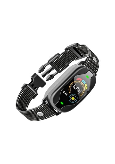 Teltree Köpek Havlama Engelleme Cihazı: Renkli Ekran, Ip67 Su Geçirmez, 3 Mod Ses-titreşim-şok , Akıllı Tanı, Şarjlı, Hassasiyet Ayarı - Siyah