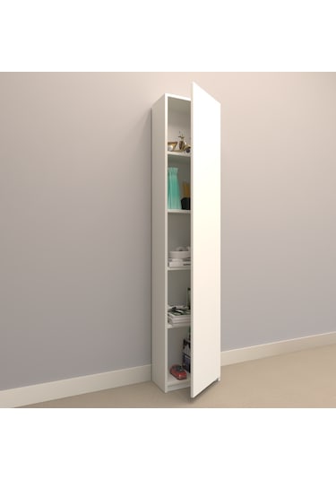 Rafkestir Alina Suntalam Kitaplık ( 40 X 180 Cm ) - Kapaklı Beyaz ( Parlak