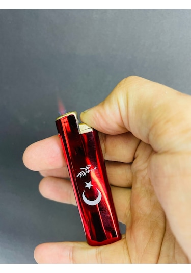 Hunter Türk Bayraklı Kırmızı Metal Kasa Çakmak Pürmüzlü