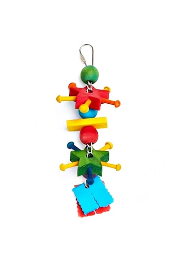 Ahşap Renkli Yıldızlar Papağan Kuş Oyuncağı 22 Cm