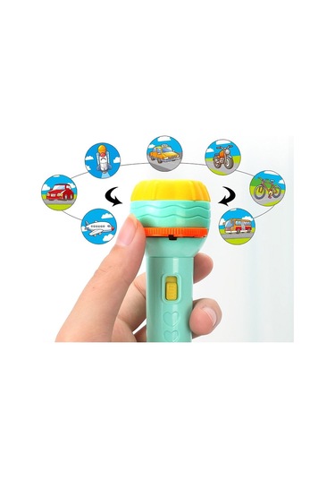 Yeni Ürün Çocuk El Feneri Oyuncak Projeksiyon El Feneri Erken Eğitim Haritası Dinozor Desen Hayvan Deseni 80'den Fazla Desen Siyah