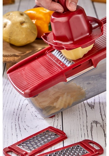 Cooker 5 Bıçaklı Hazneli Lüx Paslanmaz Çelik Rende Ckr3379-kırmızı Kırmızı