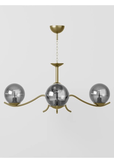 Merla 3'lü Eskitme Füme Camlı Avize Modern Salon Sarkıt Aydınla 1 Adet