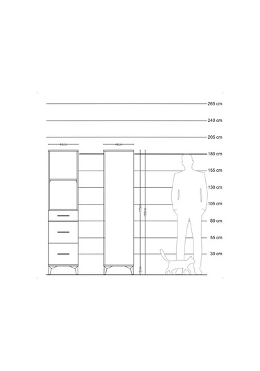 Hyperion Dolap 2 Raflı 3 Çekmeceli 44x44x182 Antrasit-antrasit Antrasit