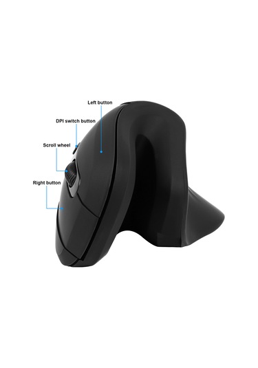 Monyee Ergonomik Dikey Fare, Usb Kablo Bağlantılı, 3 Dpı Ayarı, Siyah - 113 Karakter Optik