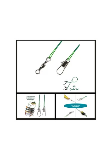 Uyguna-yakala 6 Adet Fishack Klipsli Fırdöndülü Çelik Tel-mal.430
