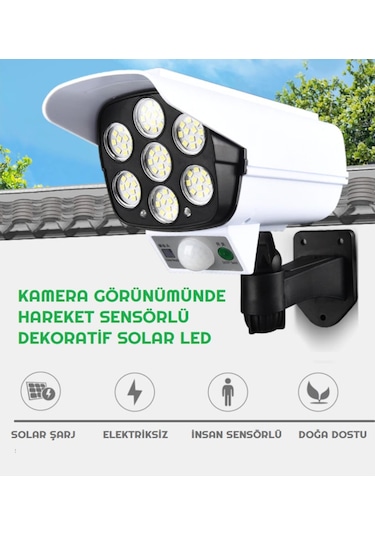 Unichrome Sensörlü Kamera Görünümlü Uzaktan Kumandalı Solar Bahçe Lambası