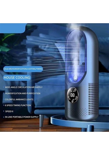 Yingfu Taşınabilir Klima Fanı Mavi Renk Usb Sisleme Fonksiyonu Ev İçin Hafif Ve Taşınabilir