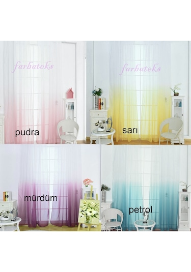 Brillant Tül Perde - Renk Geçişli Tül - Renkli Tül Perde