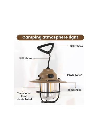 Açık Hava Aydınlatma Kamp Işıkları Şarj Edilebilir El Işıkları Khaki Haki