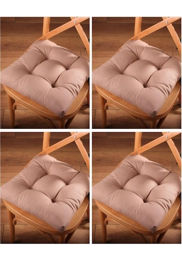 Altınpamuk Altınpamuk 4'Lü Lüx Pofidik Kahve Sandalye Minderi Özel Dikişli B