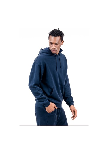 Jahr Marc Lacivert Önü Cepli Kapüşonlu Oversize Erkek Sweatshirt Lacivert