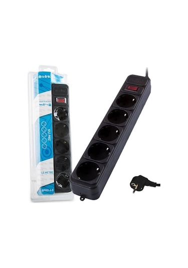 S-Link SPG3-J-5 306J 5'li Akım Korumalı Priz 1.5 M Siyah
