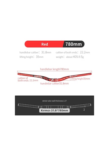 Lunje All Ride Açılı 9mm Gidon Kırmızı 31.8mm