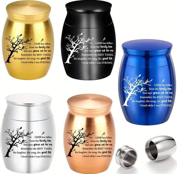 Fochsia Altın Küçük Anı Ağacı Yaşam İnsan Evcil Hayvan Külleri Alüminyum Mini Kül Kutusu