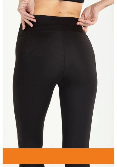 Enenstyle Fashıon Boutıque Yeni Sezon İç Göstermez Cepli Yoga Taytı Sıkı Dokuma Teknolojisi Siyah Seamless Kadın Tayt SiYAH