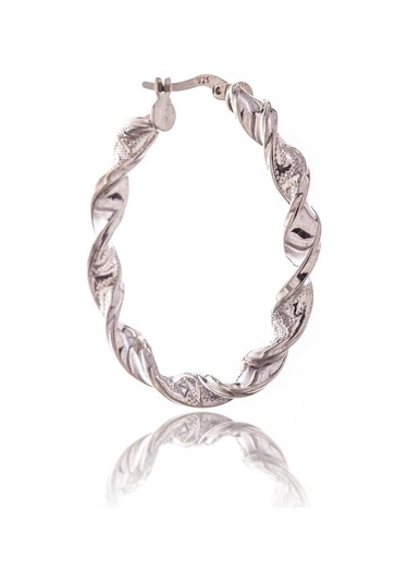 Silver Halka Gümüş Küpe-385 Silver