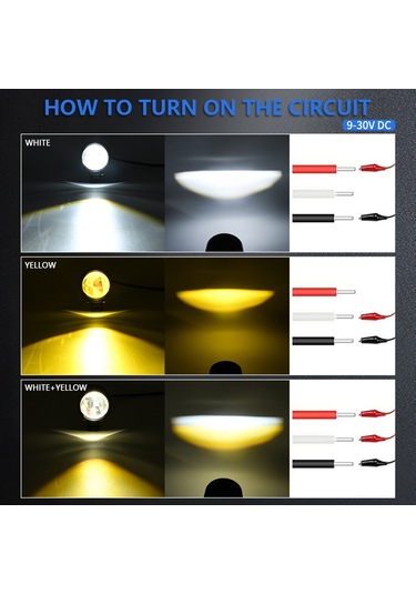 Padalink "1 Adet 30w 3000lm Çift Renkli Motosiklet Led Farı - Su Geçirmez, Dayanıklı"