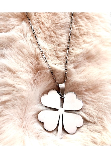 Gns Aksesuar 4 Yapraklı Yonca Şık Zincir 316l Çelik Kolye